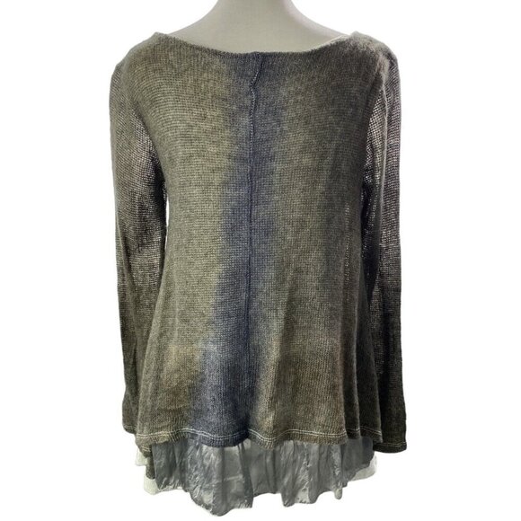 BELLE FRANCE Top Tunic Sweater Sequin Layered Asymmetric Brown Multicolor M 5015 - Picture 16 of 16